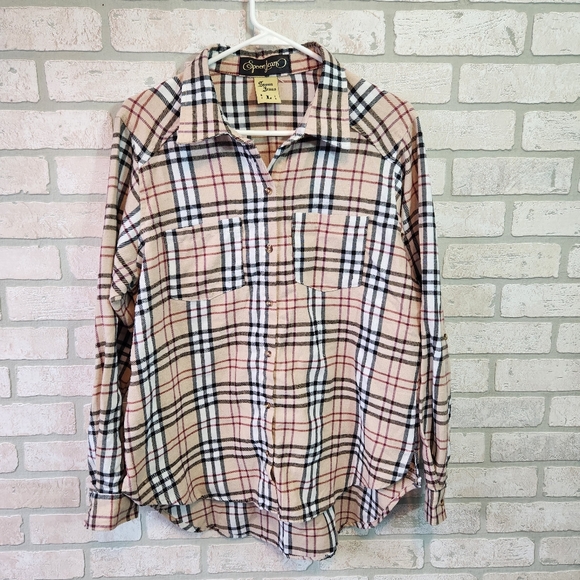 Spoon Jeans Womens Plaid Button Down Shirt Size L - Picture 2 of 11
